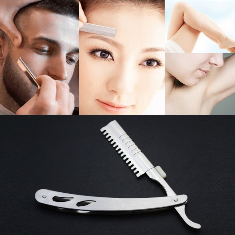 Vintage Manual Razor Blade Holder Shaving Eyebrow Chimer Haircut Blade Holder(Silver)
