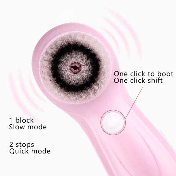 3 in 1 USB Charging Electronic Cleaning Face Beauty Instrument Pores Nose Blackhead Facial Cleansing Brush (Blue)