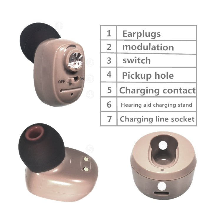 KAIXINWEI VHP-601 DC3.7V In-ear Bluetooth Hearing Aid Sound Amplifier (Flesh Color) - Hearing Aids by PMC TechLife | Online Shopping South Africa | PMC TechLife