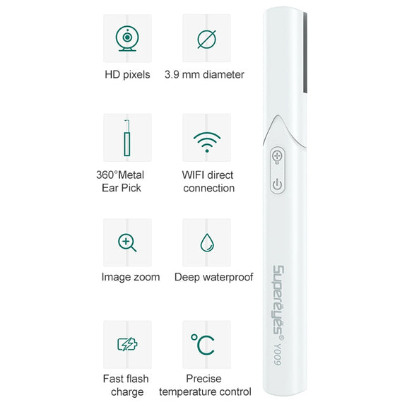 Supereyes Y009 Visual Ear Pick Acne Cleaning Microscopic Magnifying Mirror Endoscope