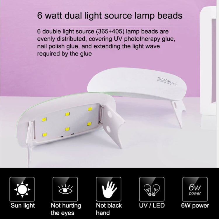 SUN mini 2 6W UV + LED USB Nail Lamp Fingernail Gel Curing Dryer(Pink) - free shipping - PMC TechLife - Order now!