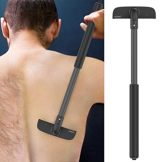 XPREEN XPRE034 Stretchable Handle Stainless Steel Blade Back Shaver Adjustable Back Razor with Lanyard for Men(Black) - Hair Removal by Xpreen | Online Shopping South Africa | PMC Jewellery | Buy Now Pay Later Mobicred