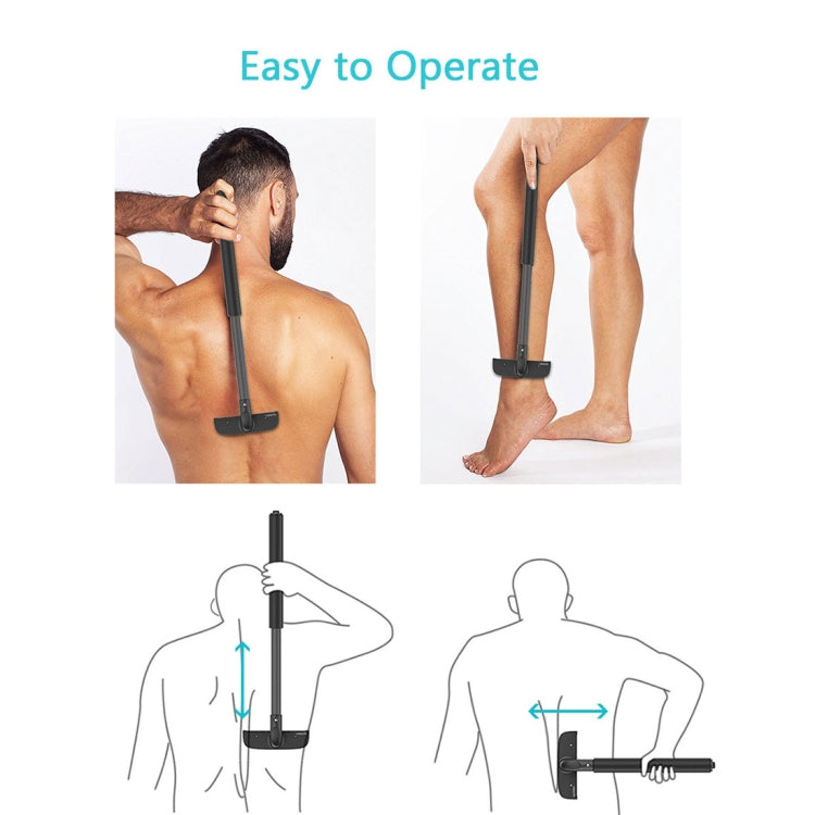 XPREEN XPRE034 Stretchable Handle Stainless Steel Blade Back Shaver Adjustable Back Razor with Lanyard for Men(Black) - Hair Removal by Xpreen | Online Shopping South Africa | PMC TechLife | Buy Now Pay Later Mobicred