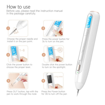 XPREEN XPRE051 Professional Wireless Rechargeable Mole Freckle Dark Spots Tattoo Wart Removal Pen Skin Tag Spot Eraser Pro Beauty Sweep Spot Pen Kit With LED Screen & Spotlight(White) - free shipping - PMC Jewellery - Order now!