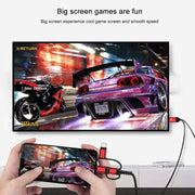 3 in 1 Micro USB + USB-C / Type-C + 8 Pin to HDMI HDTV Cable(Red)