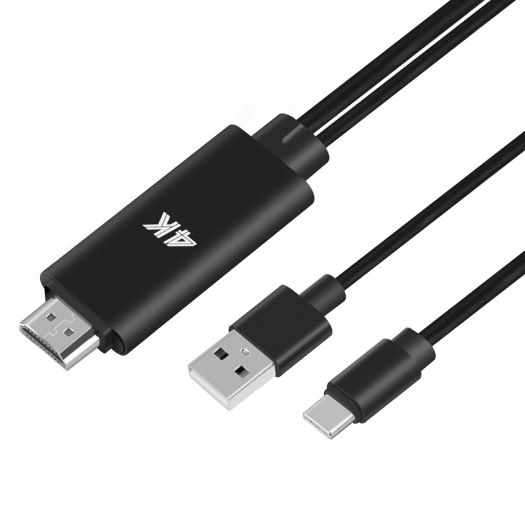 9572A USB Power Supply USB-C/Type-C to HDMI 4K Aluminum Alloy Cable, Length: 1.8m(Black) - Converter & Adapter by PMC TechLife | Online Shopping South Africa | PMC TechLife