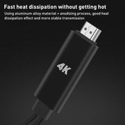 9572A USB Power Supply USB-C/Type-C to HDMI 4K Aluminum Alloy Cable, Length: 1.8m(Black)