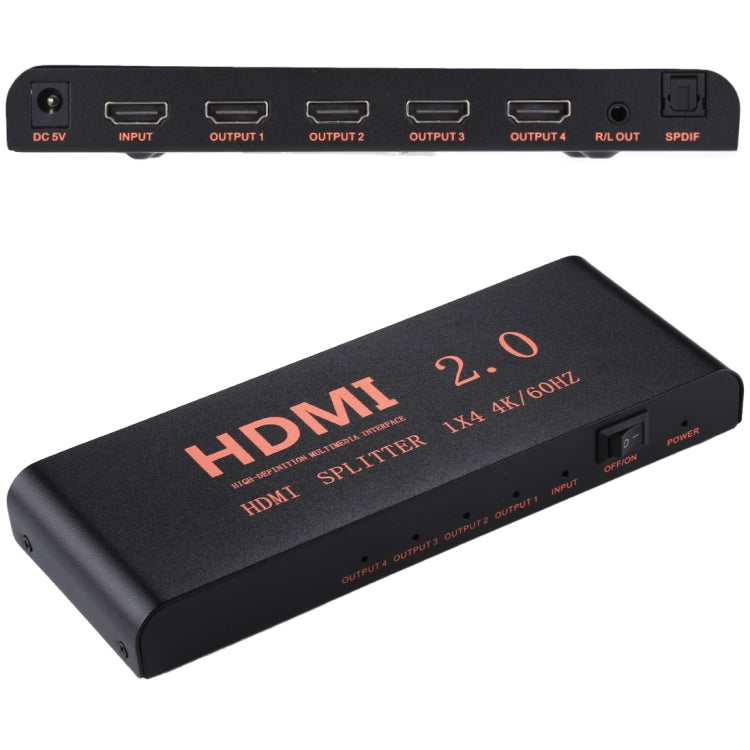 CY-042 1X4 HDMI 2.0 4K/60Hz Splitter, EU Plug - Splitter by PMC TechLife | Online Shopping South Africa | PMC TechLife