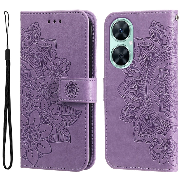 For Huawei nova 11i / Maimang 20 5G / Enjoy 60 Pro 7-petal Flowers Embossing Leather Phone Case (Light Purple) - free shipping - PMC TechLife - Order now!