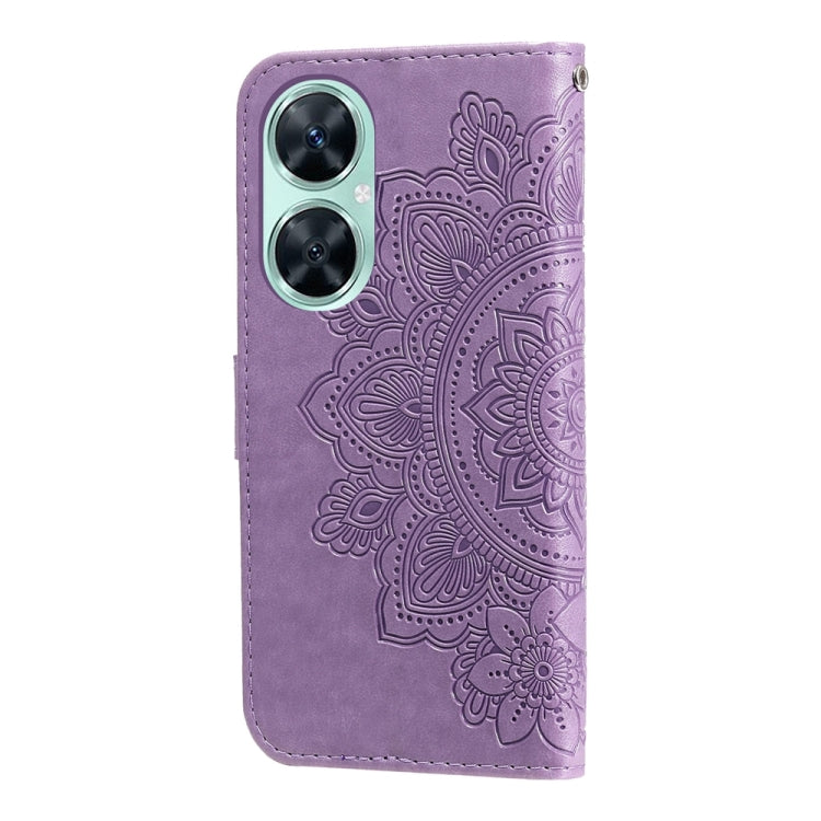 For Huawei nova 11i / Maimang 20 5G / Enjoy 60 Pro 7-petal Flowers Embossing Leather Phone Case (Light Purple)