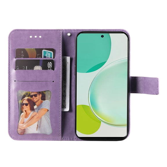 For Huawei nova 11i / Maimang 20 5G / Enjoy 60 Pro 7-petal Flowers Embossing Leather Phone Case (Light Purple)