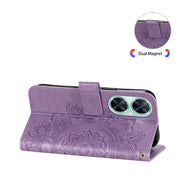 For Huawei nova 11i / Maimang 20 5G / Enjoy 60 Pro 7-petal Flowers Embossing Leather Phone Case (Light Purple)