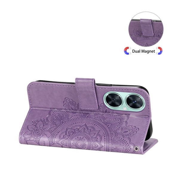 For Huawei nova 11i / Maimang 20 5G / Enjoy 60 Pro 7-petal Flowers Embossing Leather Phone Case (Light Purple)