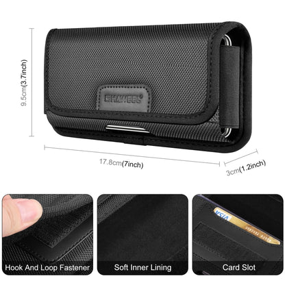 HAWEEL 6.1-6.8 inch Nylon Cloth Phone Belt Clip Horizontal Carrying Pouch with Card Slot (Black) -  by HAWEEL | Online Shopping South Africa | PMC Jewellery | Buy Now Pay Later Mobicred