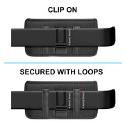 HAWEEL 6.1-6.8 inch Nylon Cloth Phone Belt Clip Horizontal Carrying Pouch with Card Slot (Black)