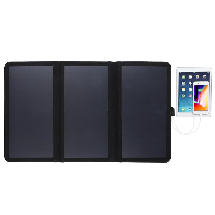 HAWEEL 21W Ultrathin 3-Fold Foldable 5V / 3A Solar Panel Charger with Dual USB Ports, Support QC3.0 and AFC(Black) - free shipping - PMC TechLife - Order now!