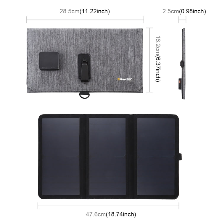 HAWEEL 21W Ultrathin 3-Fold Foldable 5V / 3A Solar Panel Charger with Dual USB Ports, Support QC3.0 and AFC(Black) - free shipping - PMC TechLife - Order now!