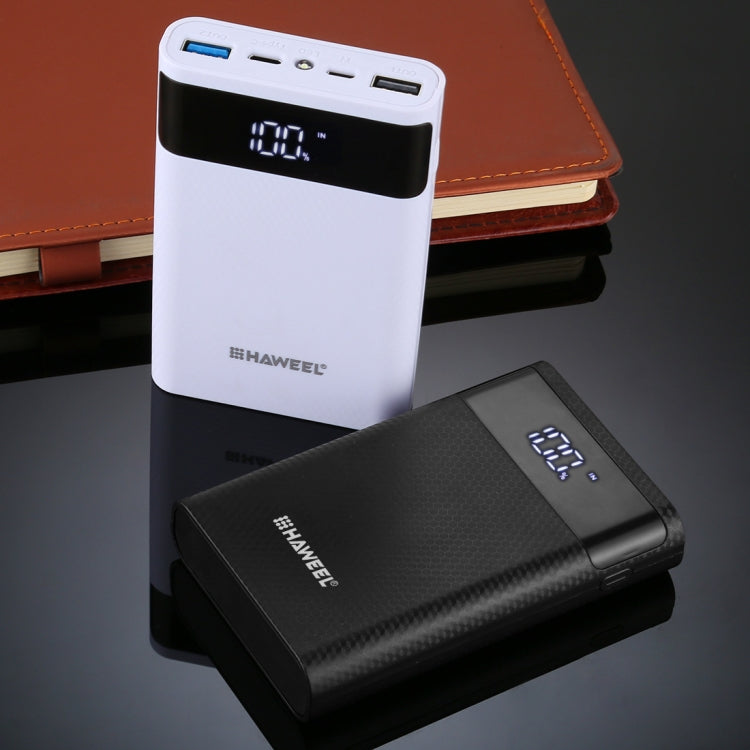 HAWEEL DIY 4x 18650 Battery (Not Included) 12000mAh Dual-way QC Charger Power Bank Shell Box with 2x USB Output & Display,  Support QC 2.0 / QC 3.0 / FCP / SFCP /  AFC / MTK / BC 1.2 / PD(Black) - Power Bank Box by HAWEEL | Online Shopping South Africa | PMC TechLife | Buy Now Pay Later Mobicred