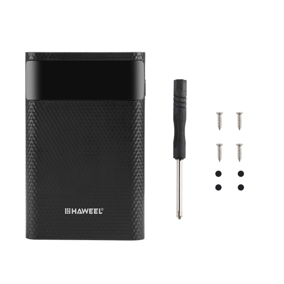 HAWEEL DIY 4x 18650 Battery (Not Included) 12000mAh Dual-way QC Charger Power Bank Shell Box with 2x USB Output & Display,  Support QC 2.0 / QC 3.0 / FCP / SFCP /  AFC / MTK / BC 1.2 / PD(Black)