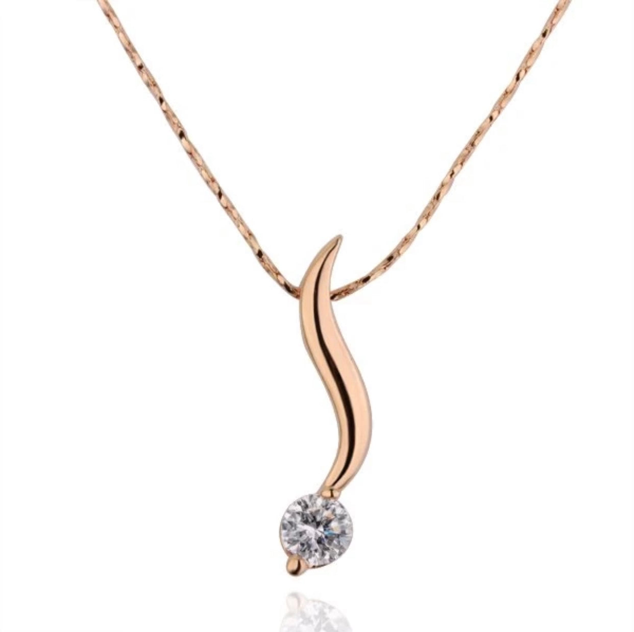 18K Champagne Gold Plated S-shaped Pendant Necklace - free shipping - PMC Jewellery - Order now!