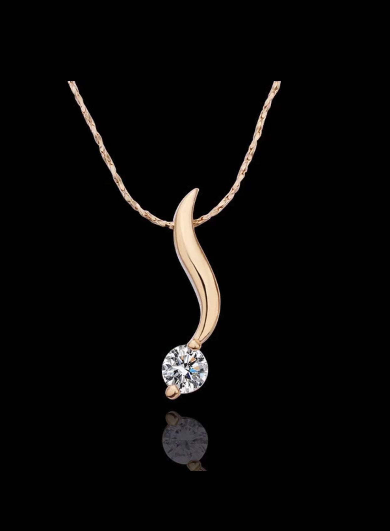 18K Champagne Gold Plated S-shaped Pendant Necklace - free shipping - PMC Jewellery - Order now!