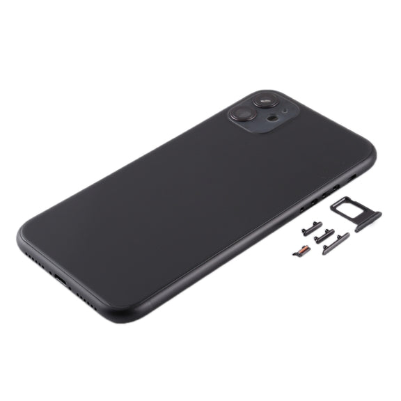 Back Housing Cover with SIM Card Tray & Side keys & Camera Lens for iPhone 11(Black)