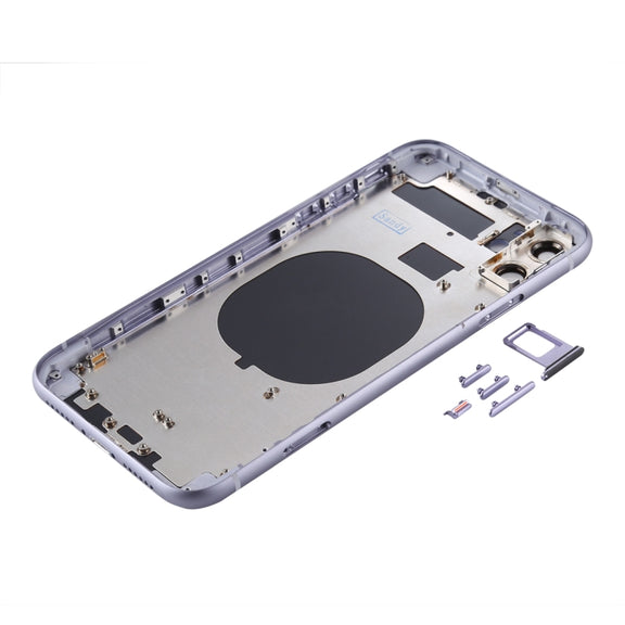 Back Housing Cover with SIM Card Tray & Side keys & Camera Lens for iPhone 11(Purple)