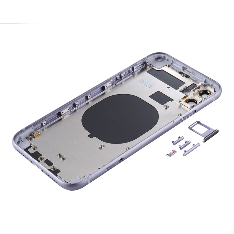 Back Housing Cover with SIM Card Tray & Side keys & Camera Lens for iPhone 11(Purple)