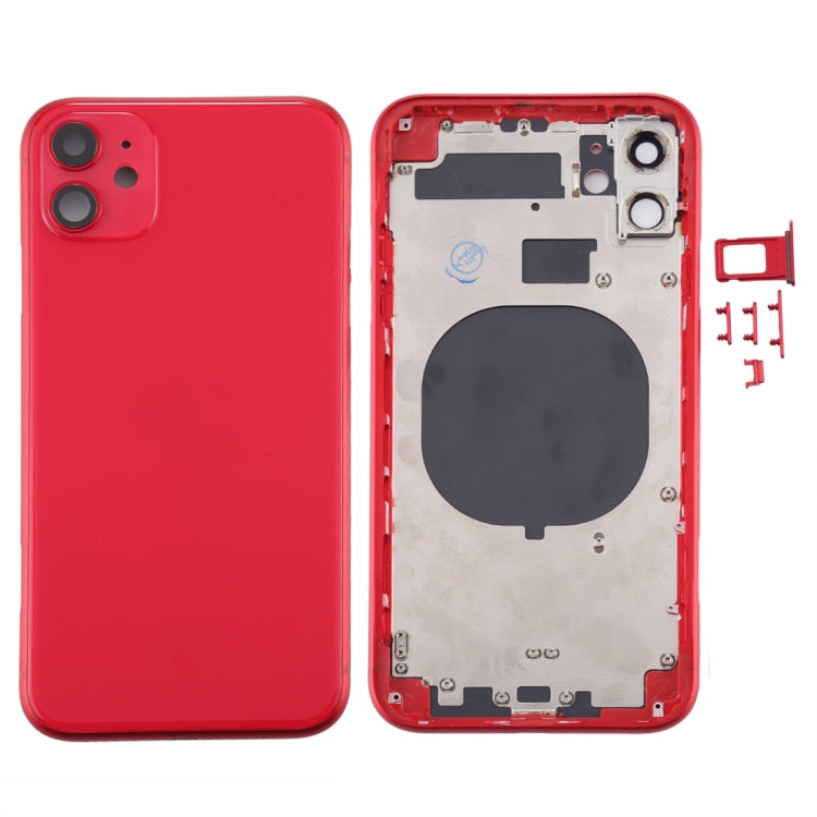 Back Housing Cover with SIM Card Tray & Side keys & Camera Lens for iPhone 11(Red) - Back Cover by PMC TechLife | Online Shopping South Africa | PMC TechLife | Buy Now Pay Later Mobicred