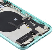 Battery Back Cover Assembly (with Side Keys & Power Button + Volume Button Flex Cable & Wireless Charging Module & Motor & Charging Port & Speaker Ringer Buzzer & Card Tray & Camera Lens Cover) for iPhone 11(Green)