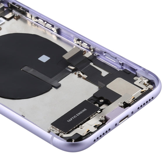 Battery Back Cover Assembly (with Side Keys & Power Button + Volume Button Flex Cable & Wireless Charging Module & Motor & Charging Port & Speaker Ringer Buzzer & Card Tray & Camera Lens Cover) for iPhone 11(Purple)