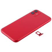 Battery Back Cover Assembly (with Side Keys & Power Button + Volume Button Flex Cable & Wireless Charging Module & Motor & Charging Port & Speaker Ringer Buzzer & Card Tray & Camera Lens Cover) for iPhone 11(Red)