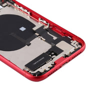 Battery Back Cover Assembly (with Side Keys & Power Button + Volume Button Flex Cable & Wireless Charging Module & Motor & Charging Port & Speaker Ringer Buzzer & Card Tray & Camera Lens Cover) for iPhone 11(Red)