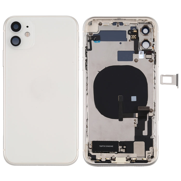 Battery Back Cover Assembly (with Side Keys & Power Button + Volume Button Flex Cable & Wireless Charging Module & Motor & Charging Port & Speaker Ringer Buzzer & Card Tray & Camera Lens Cover) for iPhone 11(White) - Back Cover by PMC TechLife | Online Shopping South Africa | PMC TechLife