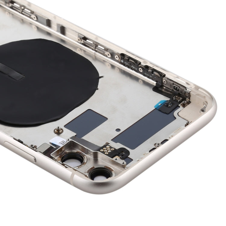 Battery Back Cover Assembly (with Side Keys & Power Button + Volume Button Flex Cable & Wireless Charging Module & Motor & Charging Port & Speaker Ringer Buzzer & Card Tray & Camera Lens Cover) for iPhone 11(White)