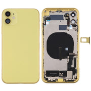 Battery Back Cover Assembly (with Side Keys & Power Button + Volume Button Flex Cable & Wireless Charging Module & Motor & Charging Port & Speaker Ringer Buzzer & Card Tray & Camera Lens Cover) for iPhone 11(Yellow)