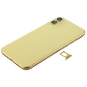 Battery Back Cover Assembly (with Side Keys & Power Button + Volume Button Flex Cable & Wireless Charging Module & Motor & Charging Port & Speaker Ringer Buzzer & Card Tray & Camera Lens Cover) for iPhone 11(Yellow)