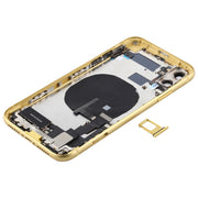 Battery Back Cover Assembly (with Side Keys & Power Button + Volume Button Flex Cable & Wireless Charging Module & Motor & Charging Port & Speaker Ringer Buzzer & Card Tray & Camera Lens Cover) for iPhone 11(Yellow)