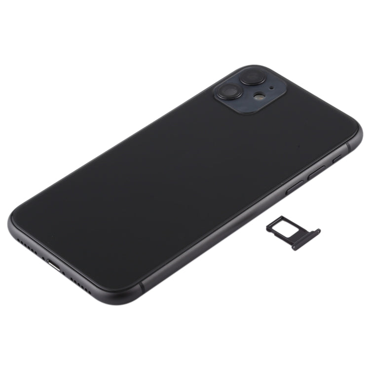 Battery Back Cover (with Side Keys & Card Tray & Power + Volume Flex Cable & Wireless Charging Module) for iPhone 11(Black) - Back Cover by PMC TechLife | Online Shopping South Africa | PMC TechLife