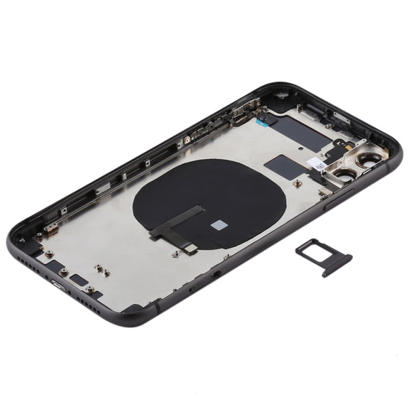 Battery Back Cover (with Side Keys & Card Tray & Power + Volume Flex Cable & Wireless Charging Module) for iPhone 11(Black)