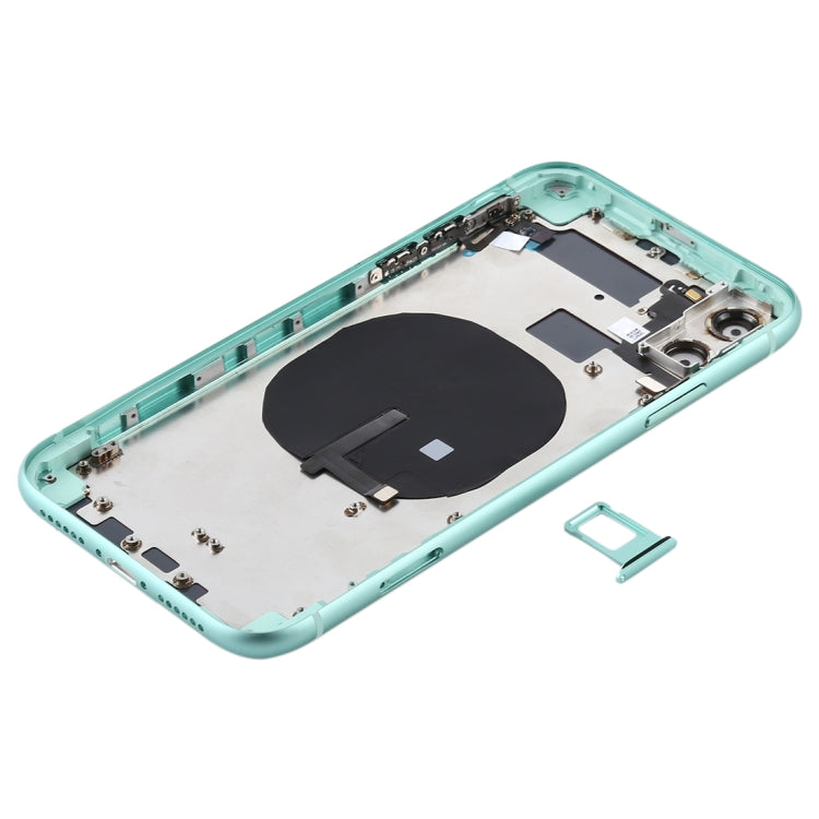 Battery Back Cover (with Side Keys & Card Tray & Power + Volume Flex Cable & Wireless Charging Module) for iPhone 11(Green) - Back Cover by PMC TechLife | Online Shopping South Africa | PMC TechLife