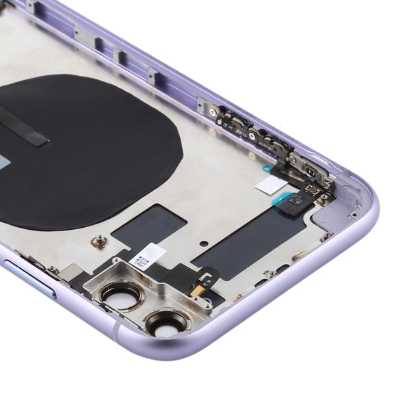 Battery Back Cover (with Side Keys & Card Tray & Power + Volume Flex Cable & Wireless Charging Module) for iPhone 11(Purple)