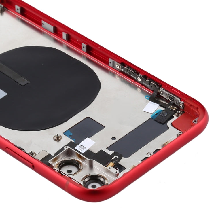 Battery Back Cover (with Side Keys & Card Tray & Power + Volume Flex Cable & Wireless Charging Module) for iPhone 11(Red)