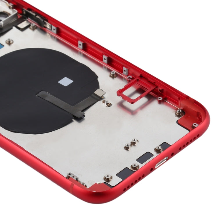 Battery Back Cover (with Side Keys & Card Tray & Power + Volume Flex Cable & Wireless Charging Module) for iPhone 11(Red)