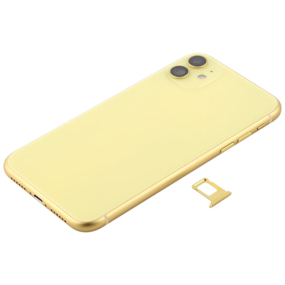 Battery Back Cover (with Side Keys & Card Tray & Power + Volume Flex Cable & Wireless Charging Module) for iPhone 11(Yellow)