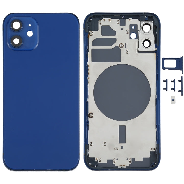 Back Housing Cover with SIM Card Tray & Side  Keys & Camera Lens for iPhone 12(Blue) - Back Cover by PMC TechLife | Online Shopping South Africa | PMC TechLife
