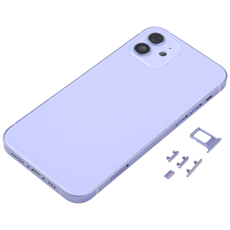 Back Housing Cover with SIM Card Tray & Side  Keys & Camera Lens for iPhone 12(Purple)