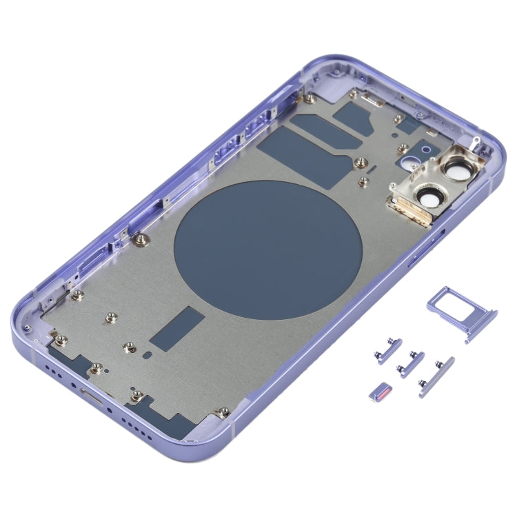 Back Housing Cover with SIM Card Tray & Side  Keys & Camera Lens for iPhone 12(Purple) - Back Cover by PMC TechLife | Online Shopping South Africa | PMC TechLife