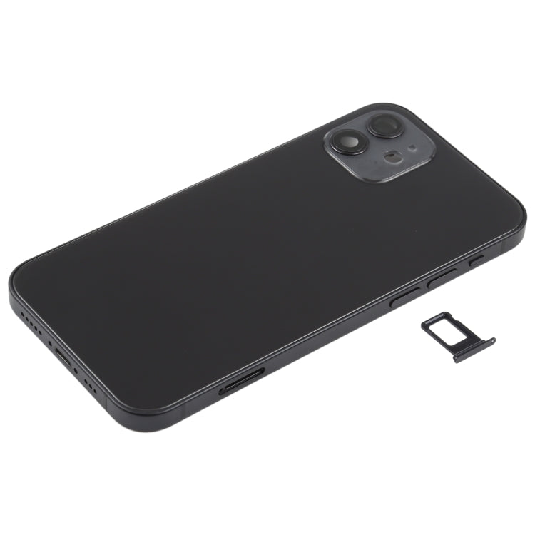 Battery Back Cover (with Side Keys & Card Tray & Power + Volume Flex Cable & Wireless Charging Module) for iPhone 12(Black) - Back Cover by PMC Jewellery | Online Shopping South Africa | PMC Jewellery | Buy Now Pay Later Mobicred