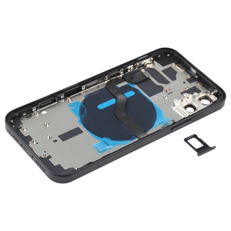 Battery Back Cover (with Side Keys & Card Tray & Power + Volume Flex Cable & Wireless Charging Module) for iPhone 12(Black) - Back Cover by PMC Jewellery | Online Shopping South Africa | PMC Jewellery | Buy Now Pay Later Mobicred
